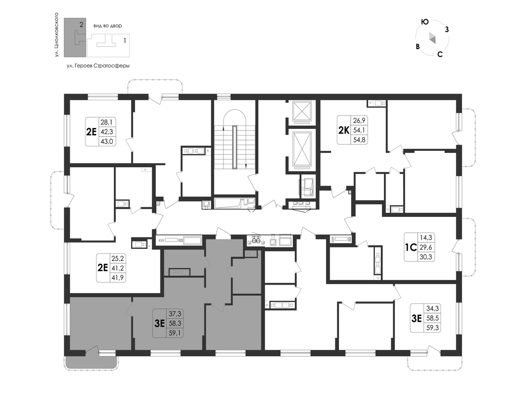 3-комнатная квартира, 59.1 кв.м, "Циолковский", изображение-26