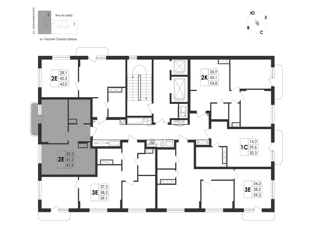 2-комнатная квартира, 41.9 кв.м, "Циолковский", изображение-26