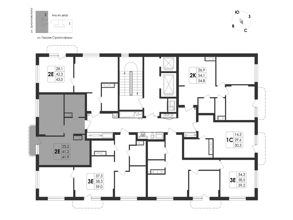 2-комнатная квартира, 41.9 кв.м, "Циолковский", изображение-26